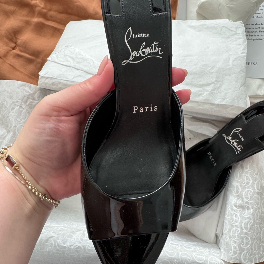 Christian Louboutin Miss Z 80 Patent Leather Mules